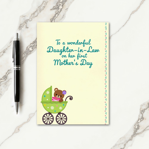 Teal Script Plush Animal Card