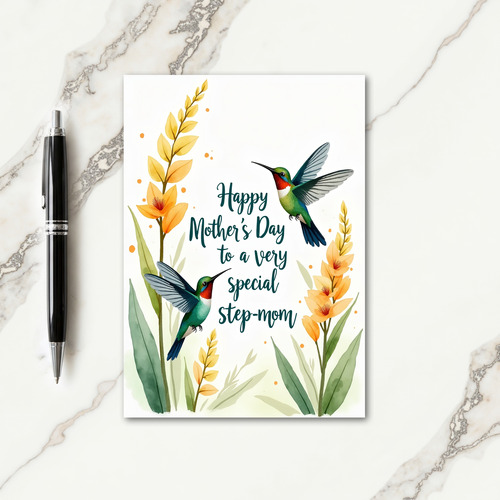 Teal Script Step Mom Card