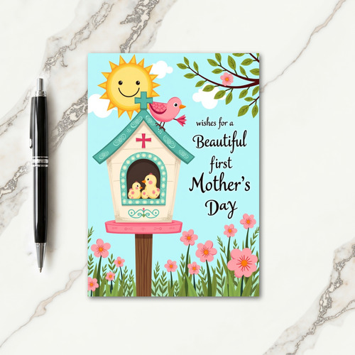 Teal Scrollwork House Card