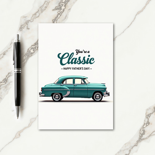 Teal Sedan Fathers Day Card
