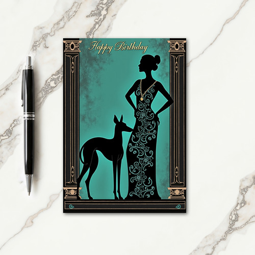 Teal Silhouette Birthday Card