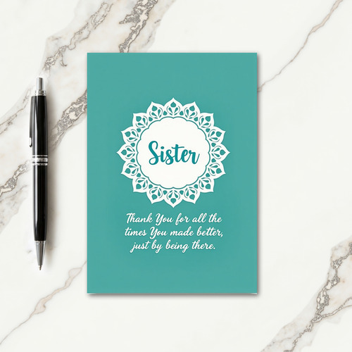 Teal Sister Gratitude Art Card