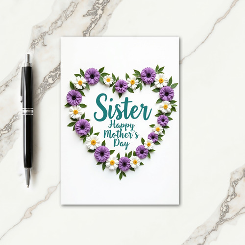 Teal Sister Happy Mothers Card