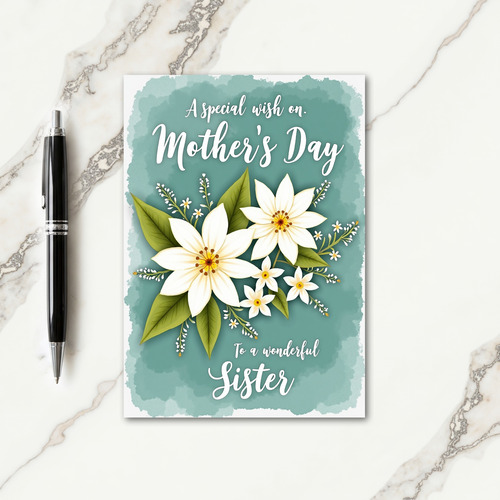 Teal Sister Mothers Day Wish Card