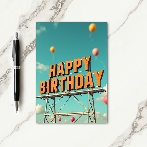 Teal Sky Birthday Card