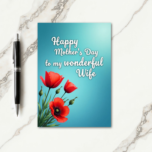 Teal Sky Floral Mothers Day Card