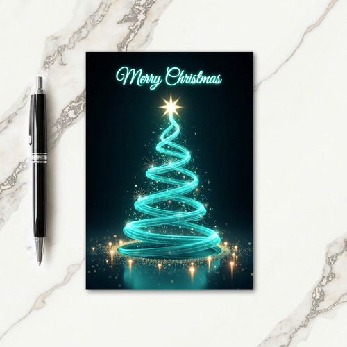 Teal Star Christmas Card
