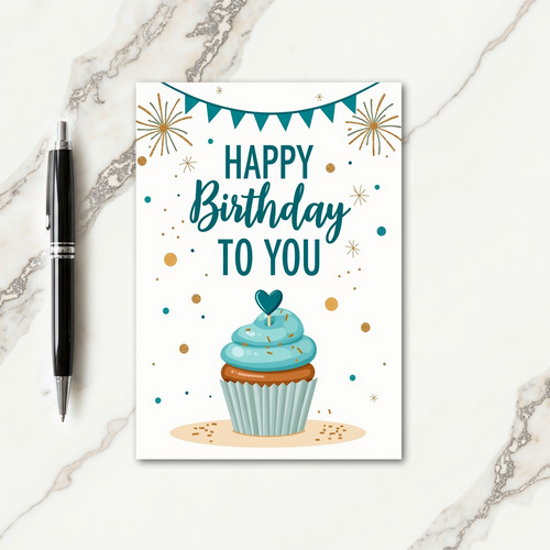 Teal Starburst Birthday Card