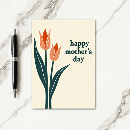 Teal Stem Mothers Day Card