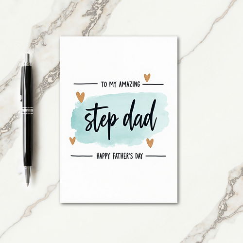 Teal Step Dad Art Fathers Day Card