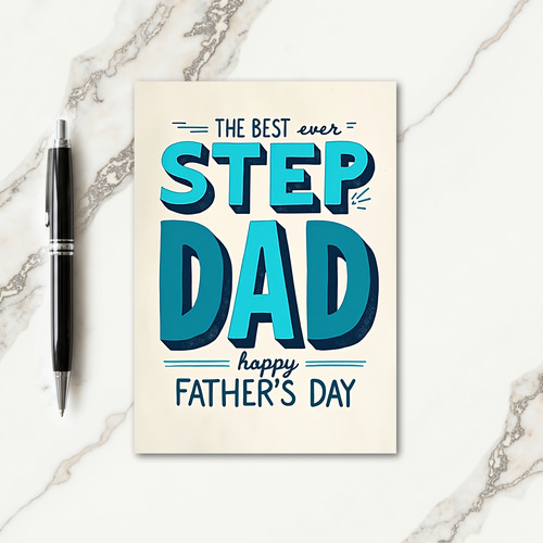 Teal Step Dad Fathers Day Card