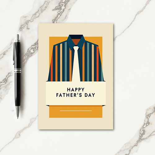Teal Striped Fathers Day Card