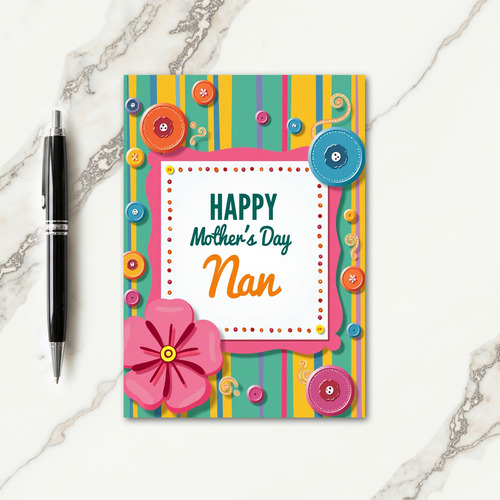 Teal Stripes Mothers Day Message Card