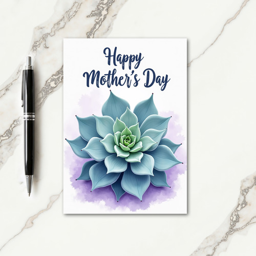 Teal Succulent Mothers Day Card