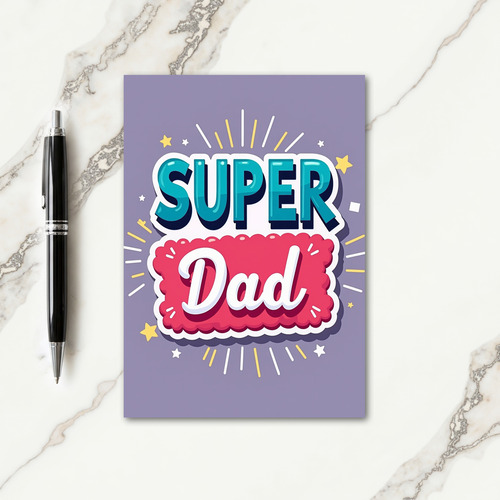 Teal Super Dad Stars Card