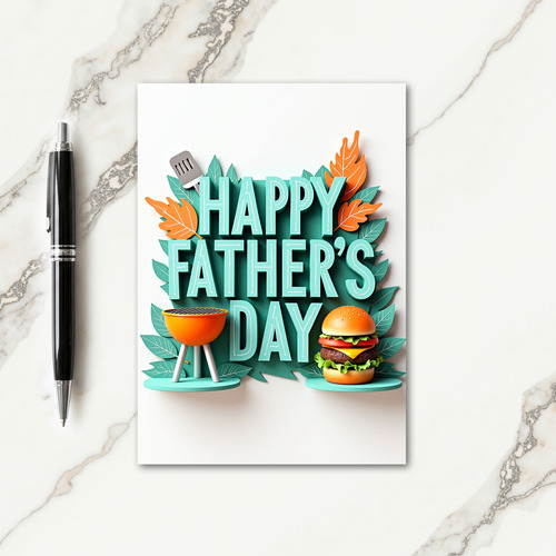 Teal Sweet Fathers Day Feast Card