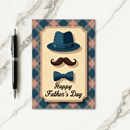 Teal Tartan Fathers Day Card