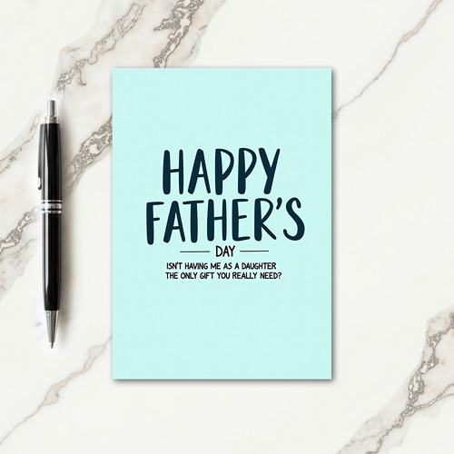 Teal Text Fathers Day Card