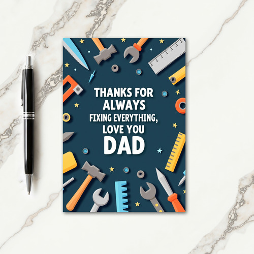 Teal Thanks Dad Tools Art Card