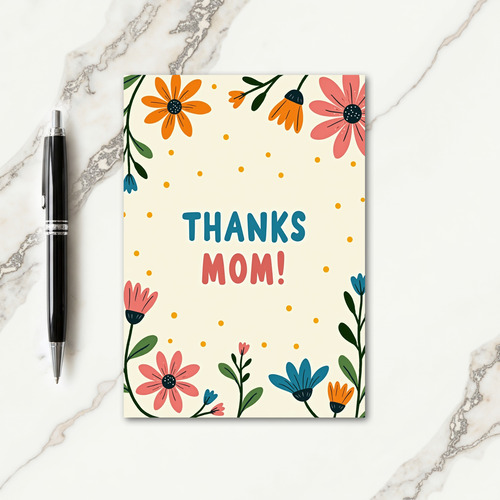 Teal Thanks Mom Floral Card