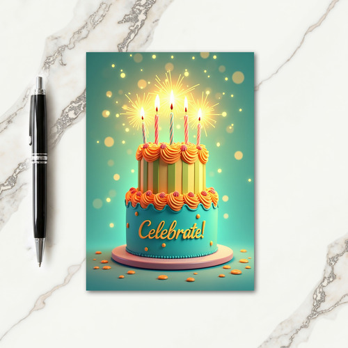Teal Tiered Birthday Card