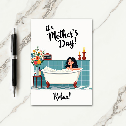 Teal Tile Relaxing Bath Card