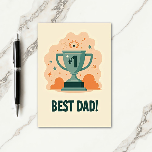 Teal Trophy Best Dad Card