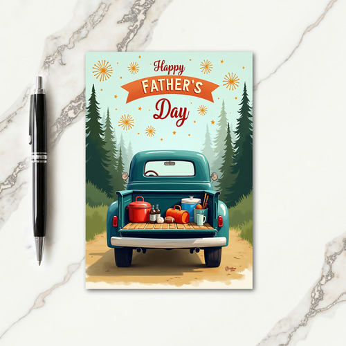 Teal Truck Fathers Day Art Card