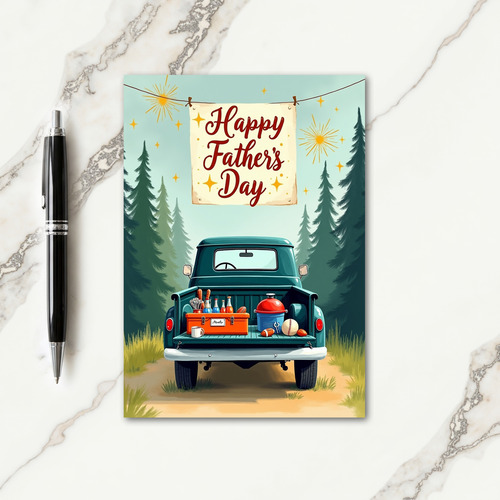 Teal Truck Sweet Fathers Day Card