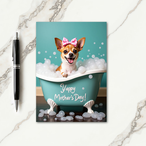 Teal Tub Puppy Mothers Day Card