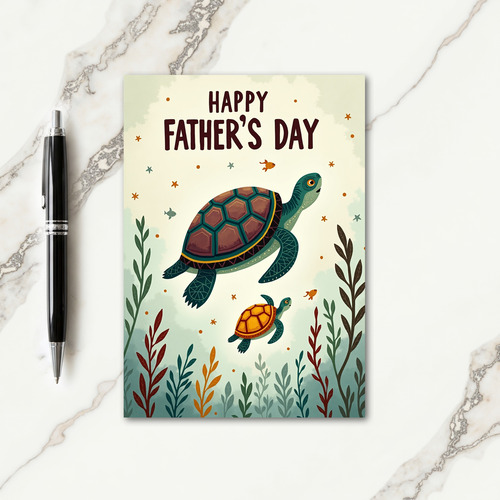 Teal Turtle Fathers Day Card