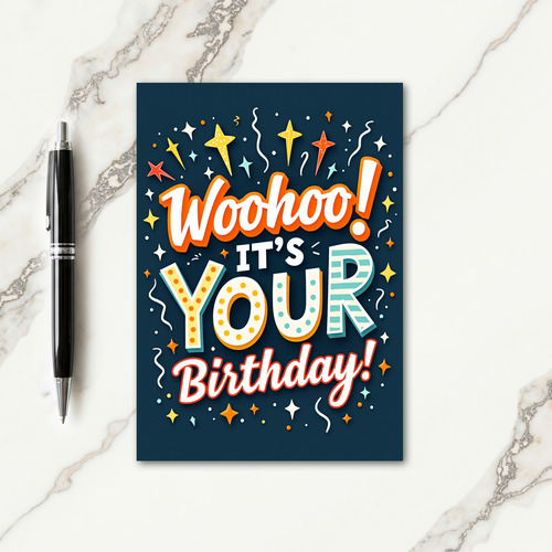 Teal Typography Birthday Card