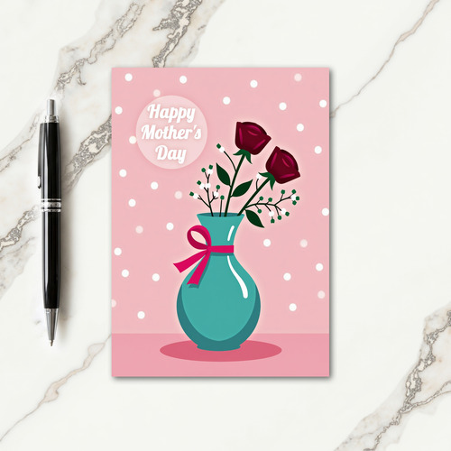 Teal Vase Happy Mothers Day Card