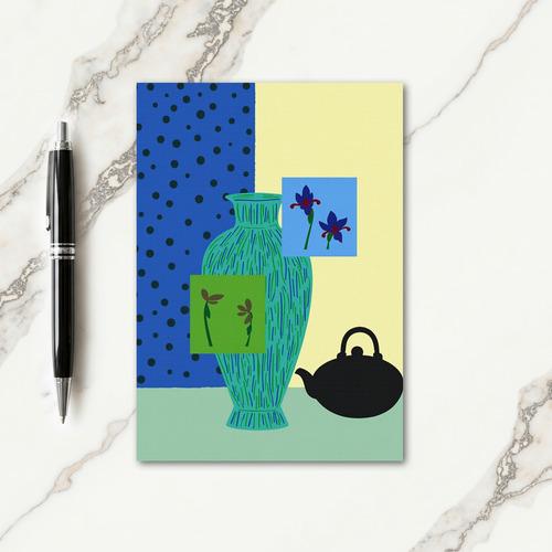 Teal Vase Mothers Day Art Card