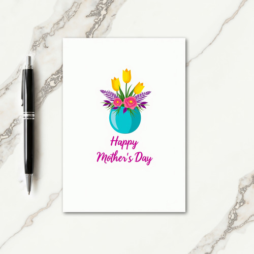Teal Vase Mothers Day Card
