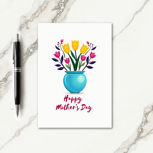 Teal Vase Mothers Day Love Card