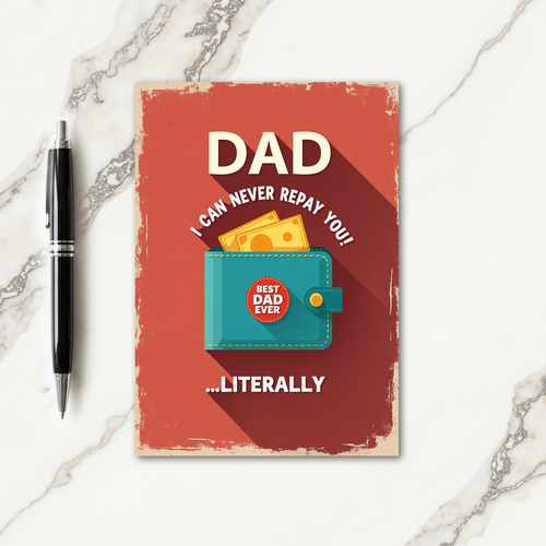 Teal Wallet Best Dad Ever Card