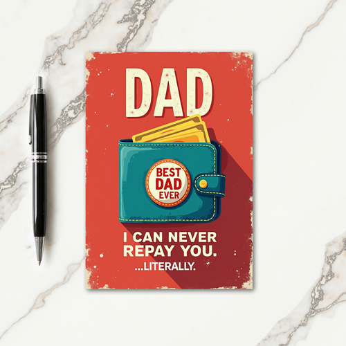 Teal Wallet Dad Illustration Card