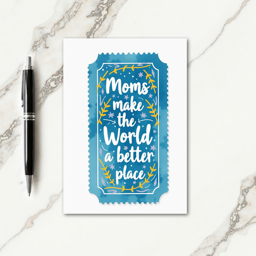Teal Watercolor Moms Day Card
