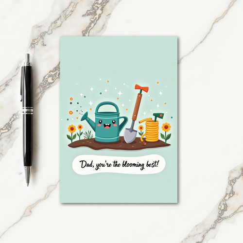 Teal Watering Can Father Card