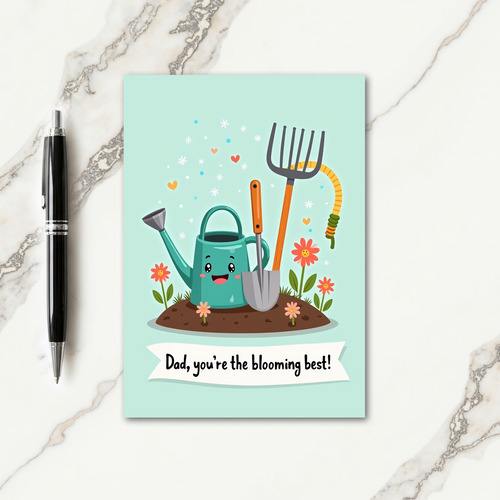 Teal Watering Can Fathers Day Card