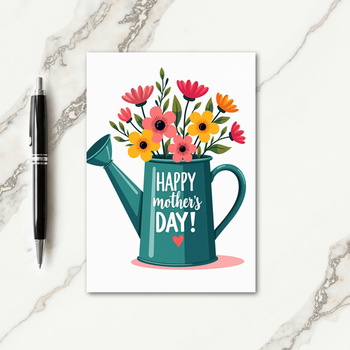 Teal Watering Can Mothers Day Card