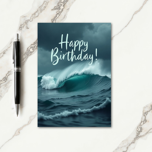 Teal Wave Birthday Card