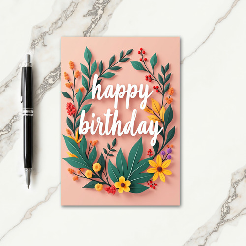 Teal Wreath Birthday Card