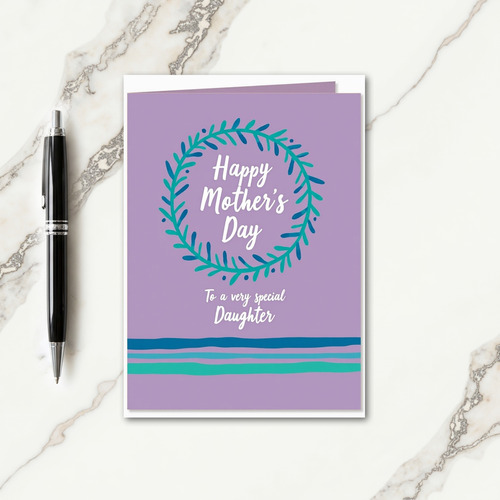 Teal Wreath Mothers Day Card