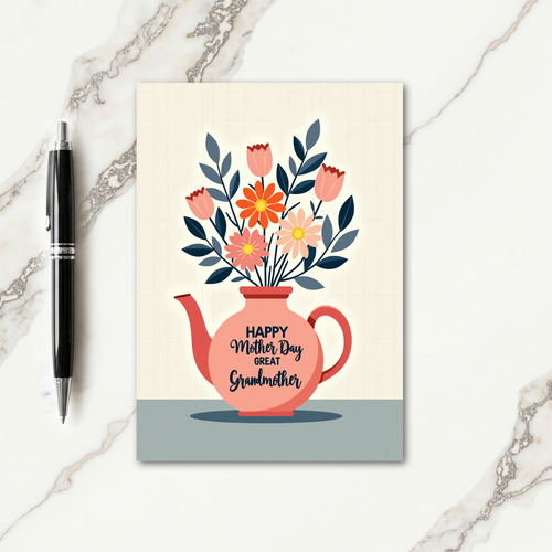 Teapot Bouquet Mothers Card