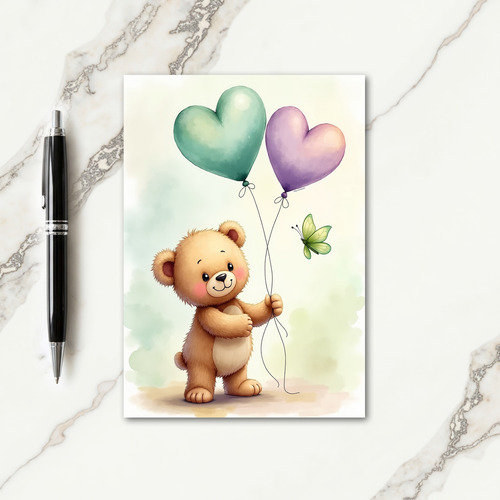 Teddy Bear Fathers Day Heart Card