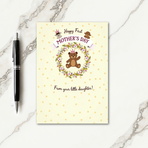 Teddy Bear Mothers Day Floral Card