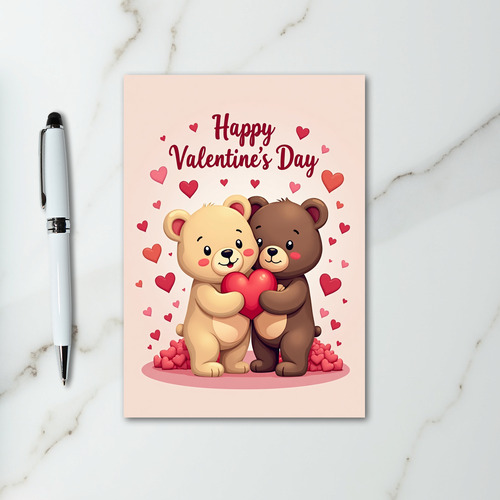 Teddy Bears Heart Valentine Card