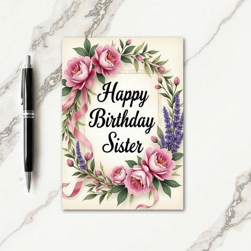 Tender Birthday Floral Wreath Card